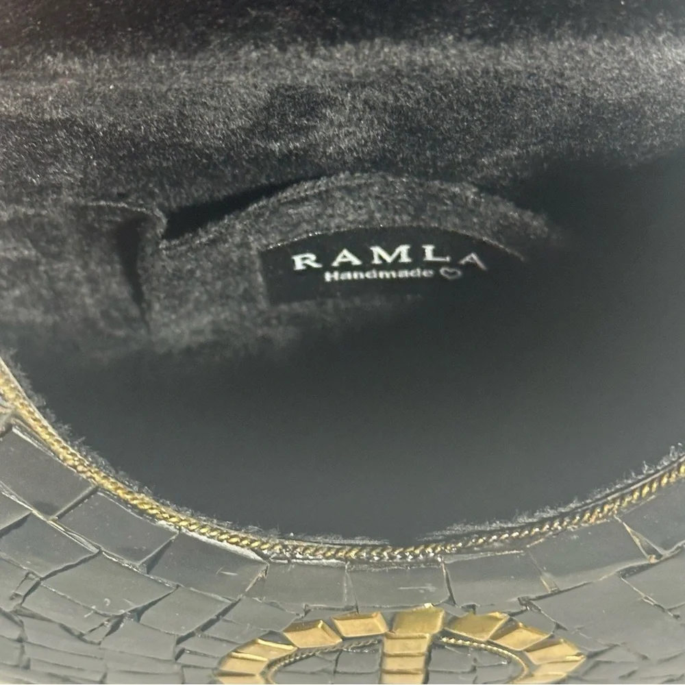 Ramla Porte-Moi Mosaic Stone Crossbody Bag Black and Gold